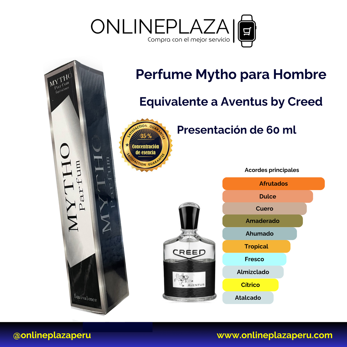 Perfume Equivalente Fragancia Aventus de Creed 60 Ml