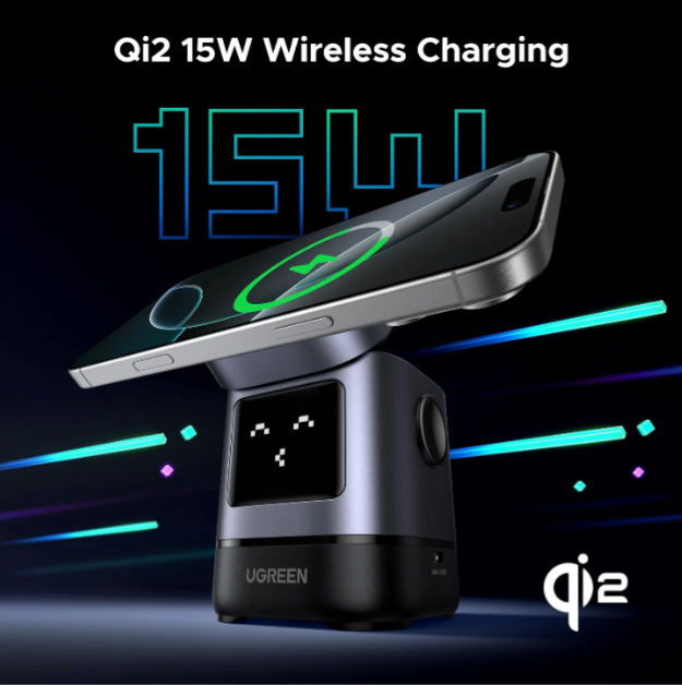 Estación de Carga Inalámbrica Magnética Ugreen Uno 15W (Diseño Robot)