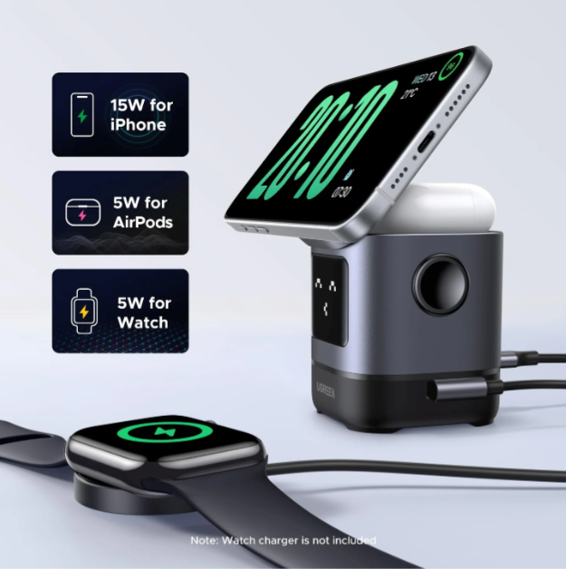 Estación de Carga Inalámbrica Magnética Ugreen Uno 15W (Diseño Robot)