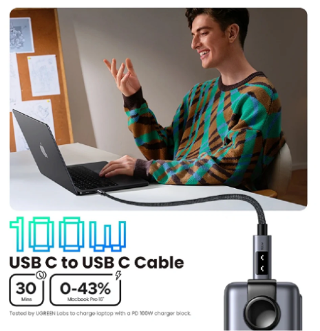 Cable de Carga Rápida Ugreen Uno USB-C a USB-C 100W