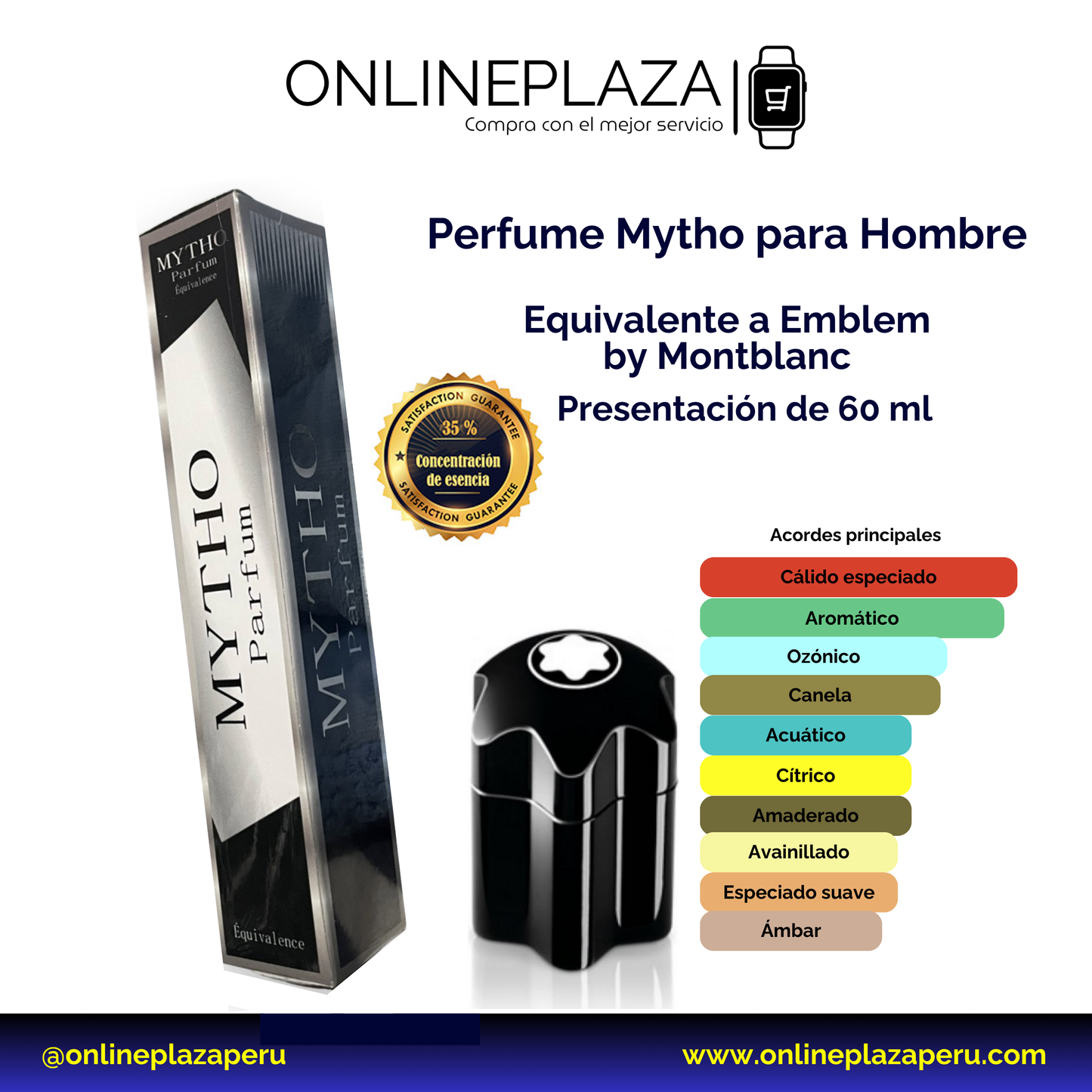 Perfume Equivalente Fragancia Emblem de Montblanc 60 Ml