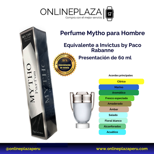 Perfume Equivalente Fragancia Invictus de Paco Rabanne 60 Ml