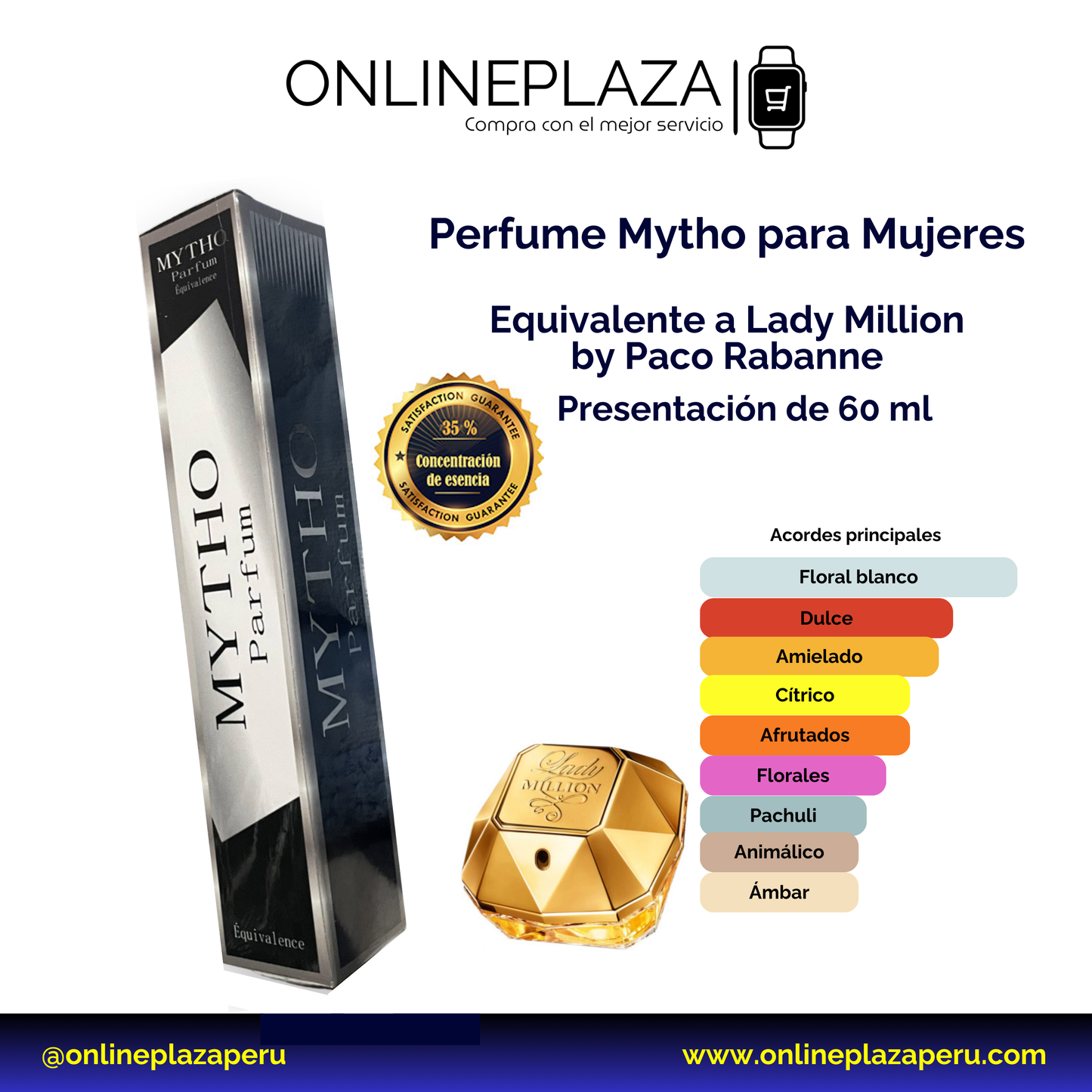 Perfume Equivalente Lady Million de Paco Rabanne 60 Ml