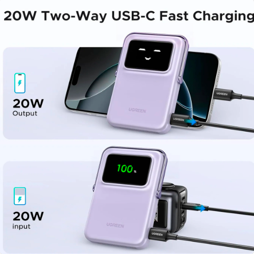 UGreen Power Bank Uno Magsafe 10000mAH 20W Púrpura