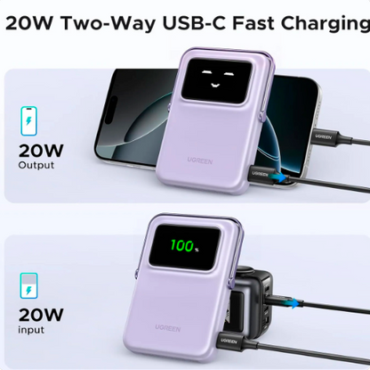 UGreen Power Bank Uno Magsafe 10000mAH 20W Púrpura