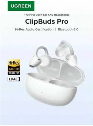 UGreen Audífonos Inalámbricos ClipBuds Pro con Cancelación Activa de Ruido (ANC) - Blanco Glaciar