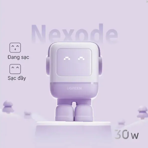 Cargador Carga Rápida Ugreen Nexode RG 30W (Diseño Robot - Edición Morado)