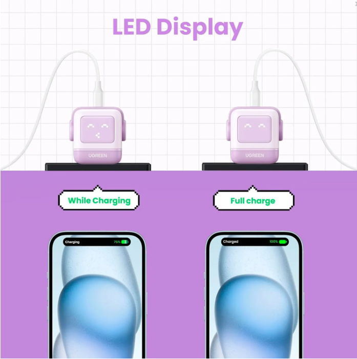 Cargador Carga Rápida Ugreen Nexode RG 30W (Diseño Robot - Edición Morado)