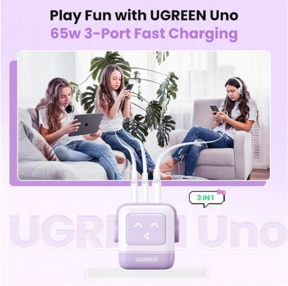 Cargador Carga Rápida Ugreen Nexode RG 65W (Diseño Robot - Edición Morado)