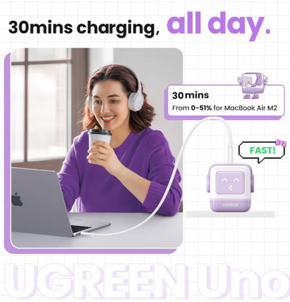 Cargador Carga Rápida Ugreen Nexode RG 65W (Diseño Robot - Edición Morado)
