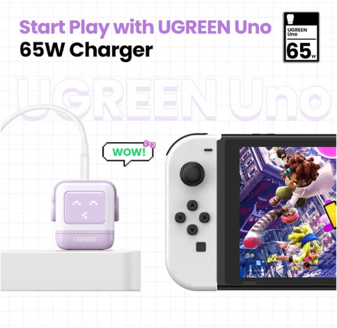 Cargador Carga Rápida Ugreen Nexode RG 65W (Diseño Robot - Edición Morado)